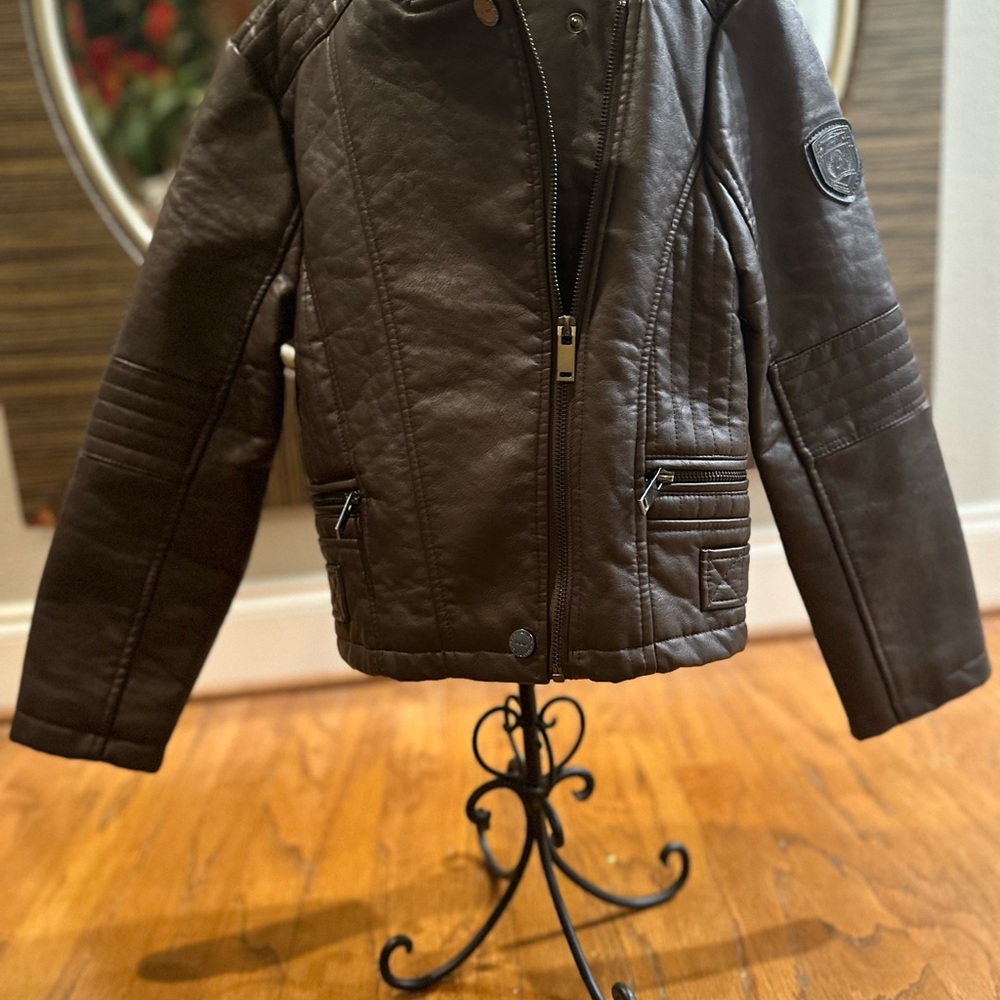 Brown Quilted Jacket with Zipper Details